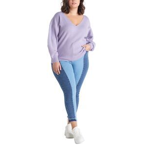 Black Tape Trendy Plus Size Two Tone Skinny Jeans